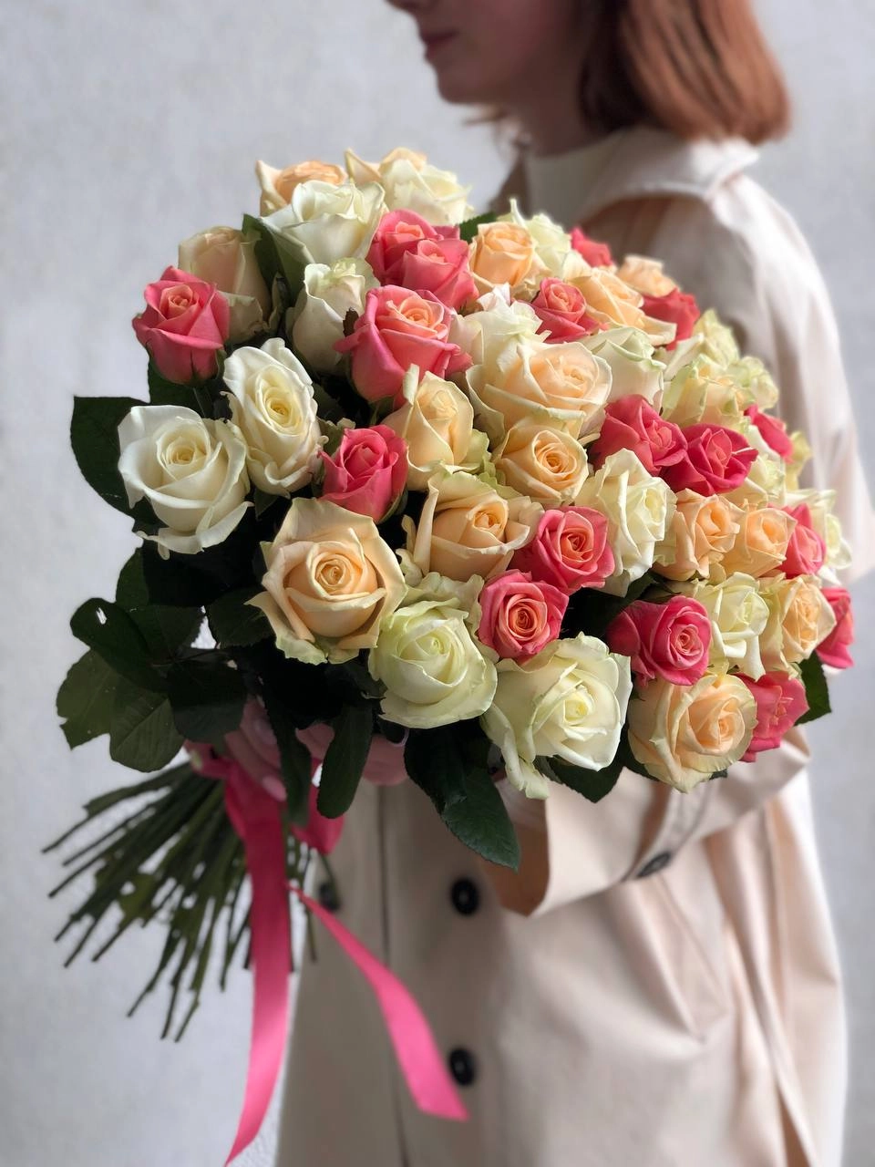 Картинка Букет из 51 розы "Коралловый риф" 40 см