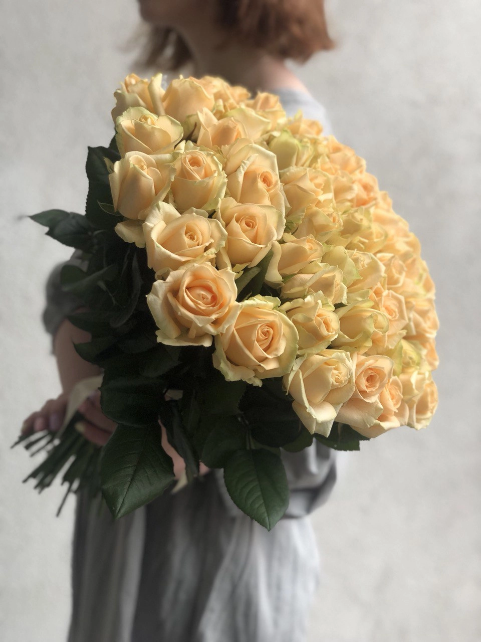 Картинка Букет из 51 розы "Крем" 40 см