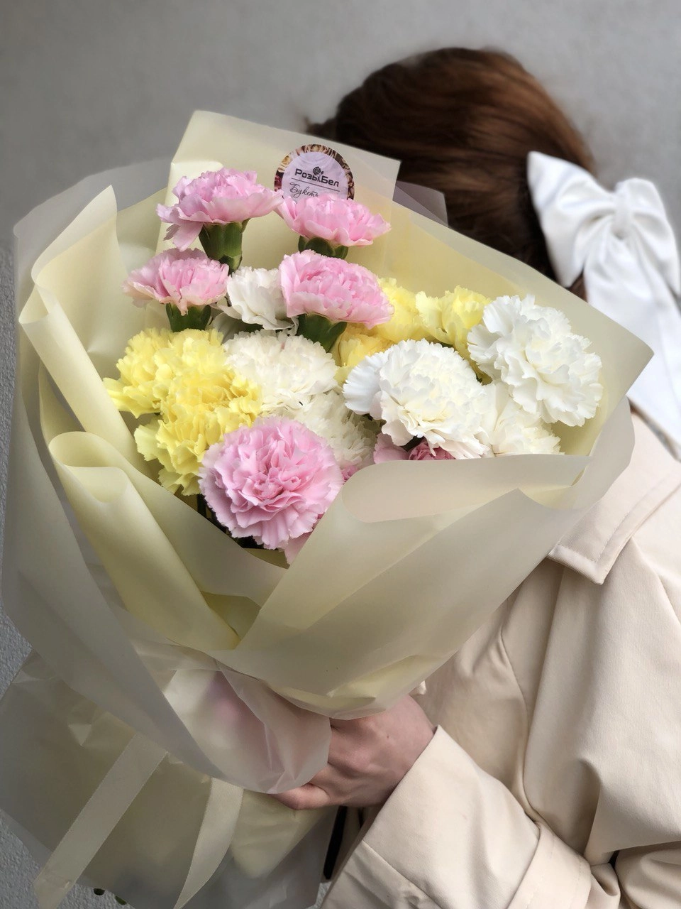 Картинка Букет из 21 гвоздик "Макаронс"