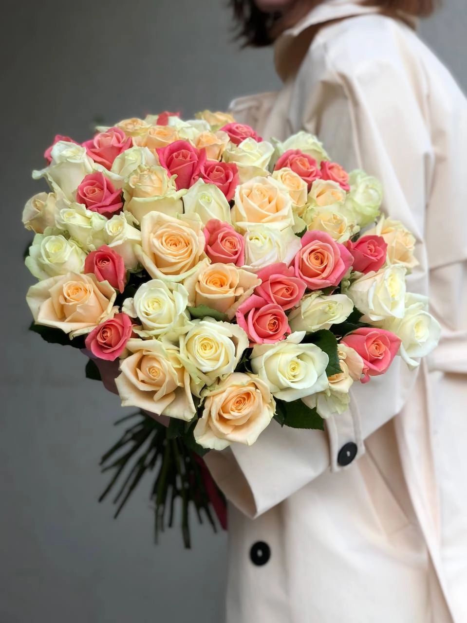 Картинка Букет из 51 розы "Коралловый риф" 40 см